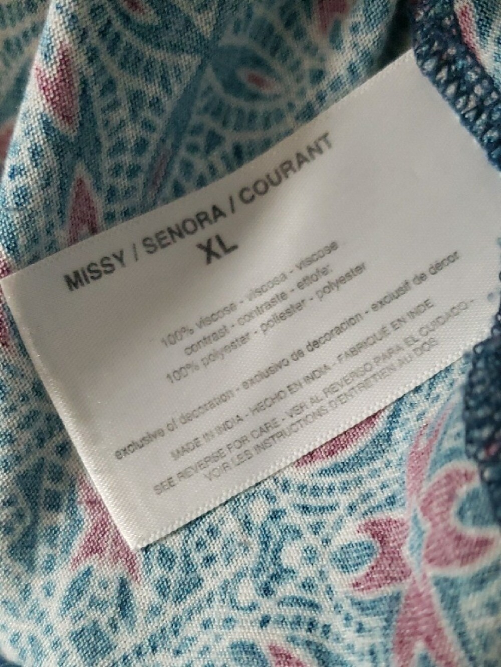 Vintage America Blue and Gray Printed Tassel Peasant Tunic - Picture 8 of 8